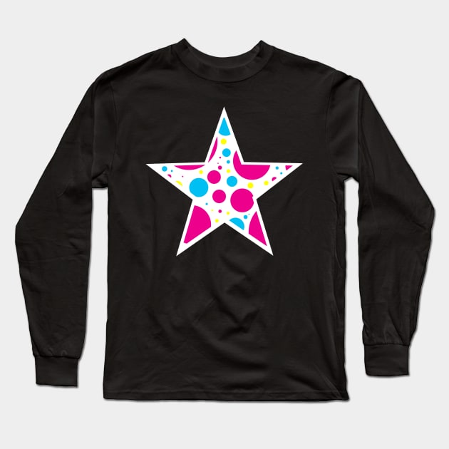 Multicolor Polka Dot White Star Long Sleeve T-Shirt by bumblefuzzies